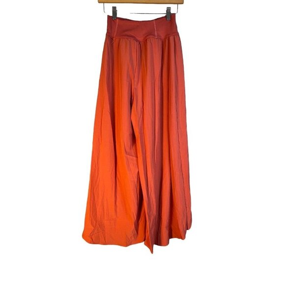 Halara High Waisted Back Pocket Palazzo Flowy Split Wide Leg Casual Blush Orange - Picture 6 of 7